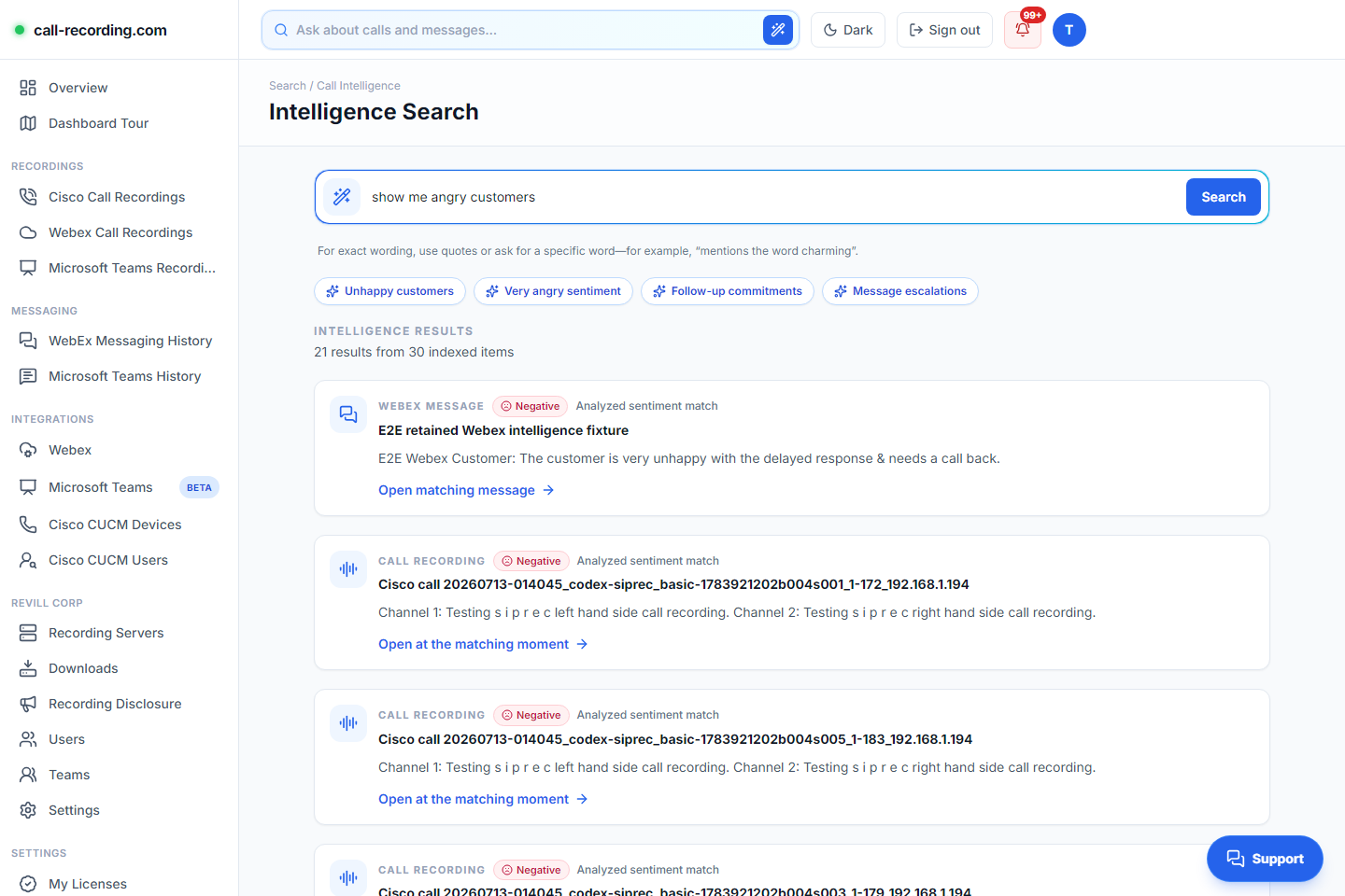 Search Calls and Messages with AI: Sentiment, Transcripts, and Exact Words